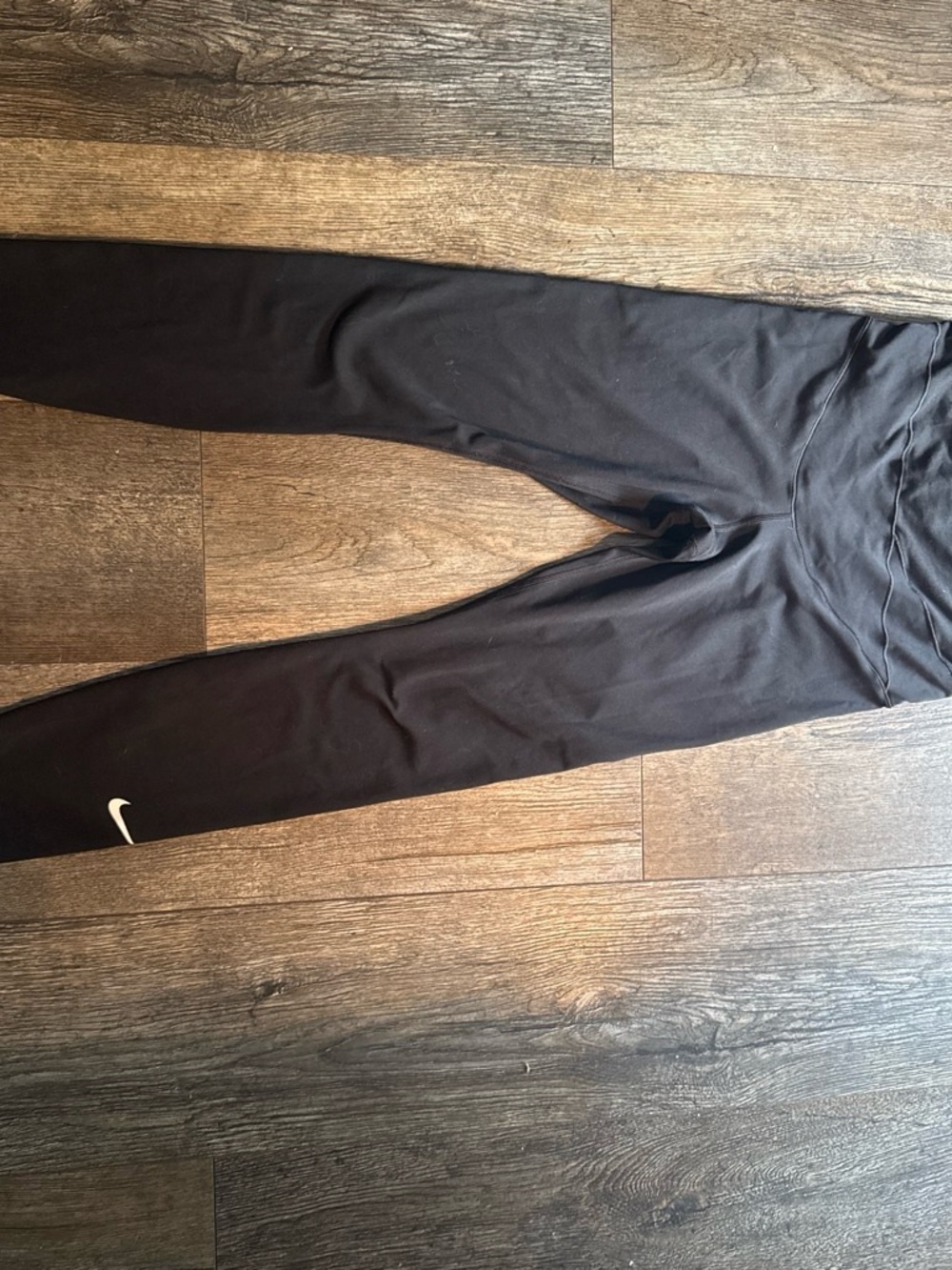 Nike Black Women's Athletic Maternity Leggings with White Swoosh